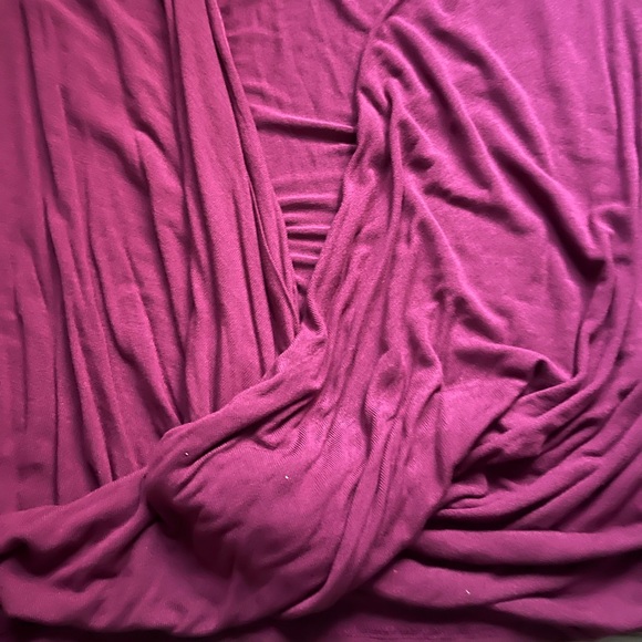 Free People Purple Short Sleeve Deep V Knot Front Blouse Size M Boho Casual Fall - Picture 3 of 8